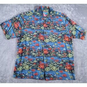 Joe Kealoha Shirt Mens Medium Blue Hawaiian Fish Turtles D‎ Varez Edition Rayon